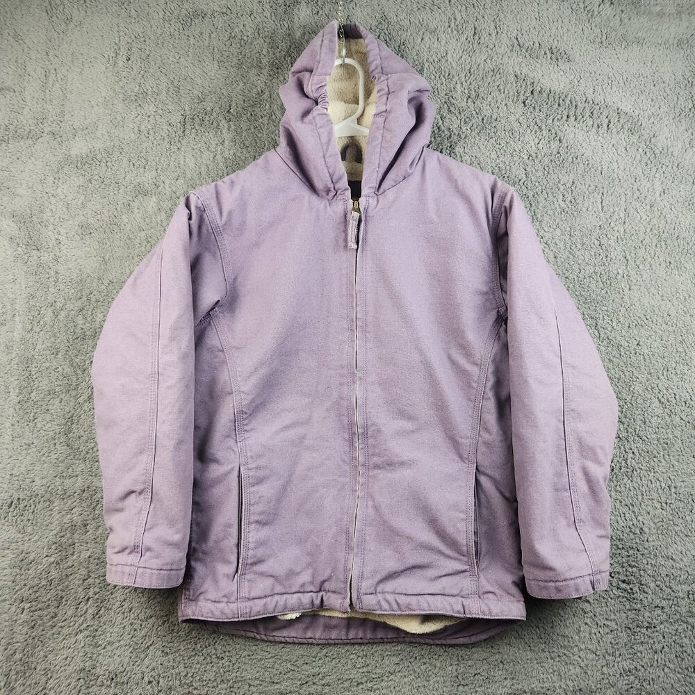 Canvas Sherpa Lined Jacket Youth Regular Large 14-18 Workwear Outdoors Hooded - Picture 1 of 13